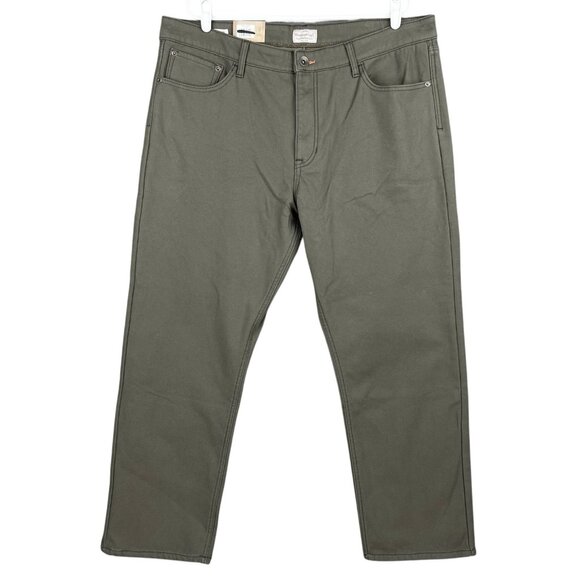 NWT Weatherproof Vintage Men Bonded Fleece Lined Green Canvas Pant 40x30 Regular - Picture 1 of 16